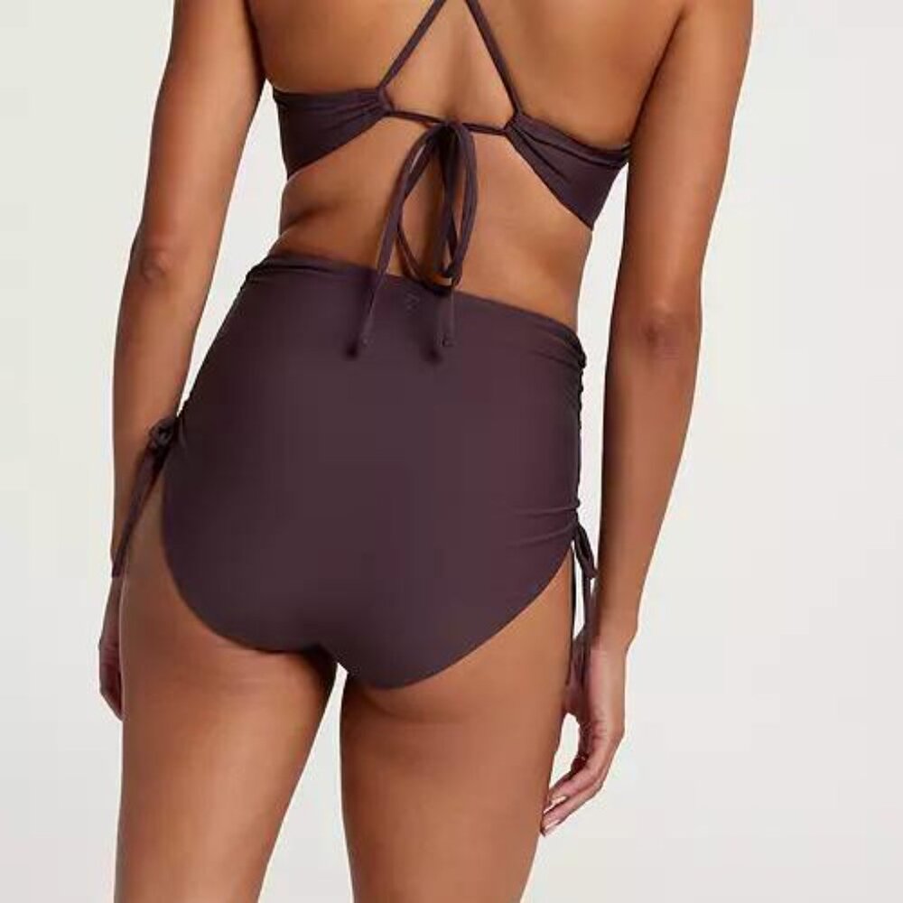 NWT CALIA Women's High Waisted Ruched Side Tie Swim Bottoms - Picture 3 of 4